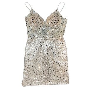 GB Party Hoco Prom Cocktail Dress Gold Pearls Beads Sequins Beads NWT 7 Short